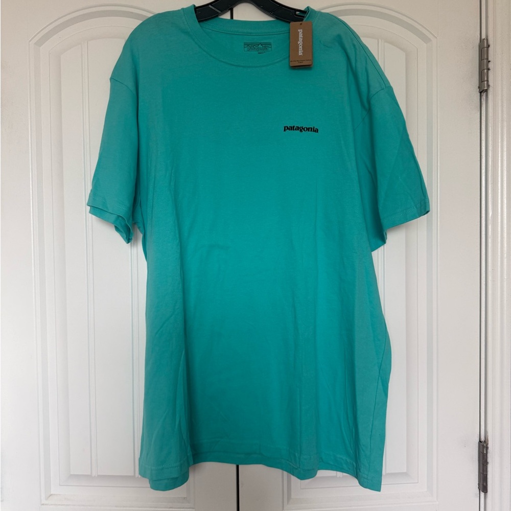 Patagonia Teal Short-Sleeve Logo Tee XL men’s NWT - Picture 2 of 4